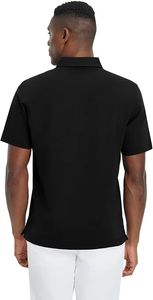 Polo homme décontracté à manches courtes, premium, uni noir, manches courtes, tissu en coton respirant, coupe ajustée - Product Image 3