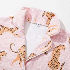 Custom <b>Women</b> Loungewear Sleepwear <b>Pajamas</b> Pants Set Spring Autumn Leopard Printed Shirt <b>Pajama</b> Set - Product Image 3