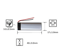 401730 401730-2 Baterai Polimer Lithium 150mAh 3.7V 2 Kabel Baterai Pengganti Kapasitas Tinggi Baterai Speaker Isi Ulang