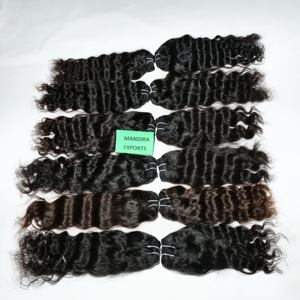 100% cutícula sin procesar alineada doble trama ondulada onda profunda templo extensiones de cabello humano indio calidad cruda en paquete - Product Image 4