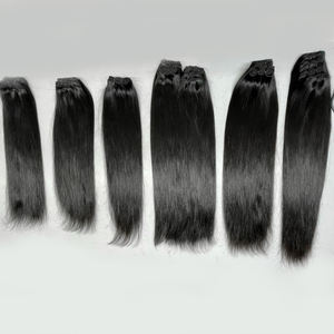 Paquetes de trama de máquina de doble dibujado Remy sin procesar 100% a juego 6x6 Frontal 13x4 Cierre sedoso pelo recto sin ondas - Product Image 4