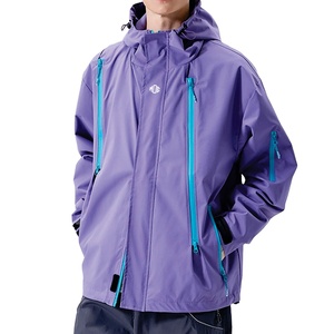 Custom Unisex Waterproof Hiking Men's <b>Jackets</b> Purple Hooded Outdoor Rain Shell Windproof Trekking Coat Multi Pocket Windbreaker - Product Image 1