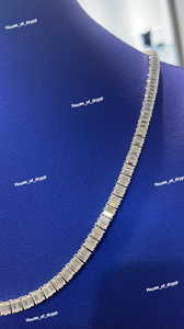 Collar de Cadena con Corte Baguette, Estilo Tenis, Plata, con Diamantes de Imitación Moissanite, Joyería de Lujo Minimalista - Product Image 2