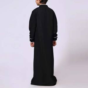 Robe longue ample à col montant pour hommes, style Thobe Abaya, de haute qualité, inspirée de l'islam arabe du Moyen-Orient, pour enfants et adultes, tenue modeste et tendance. - Product Image 4