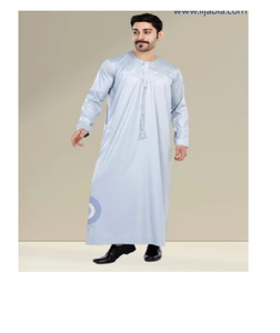 Ropa étnica india de alta calidad de Color gris árabe, bata transpirable para hombres, Thawb Jubba, manga completa, Thobes étnico, venta al por mayor barata - Product Image 1