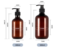 Botol Isi Ulang Pompa Tekan Premium 300ml 500ml dengan Cetak Logo Kustom untuk Sampo Kondisioner Losion Tubuh Sabun Cuci Tangan