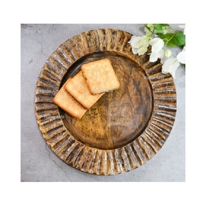 Assiette de présentation ronde en bois faite à la main, taille personnalisée, sous-assiette pour mariage, fête et événements - Product Image 1