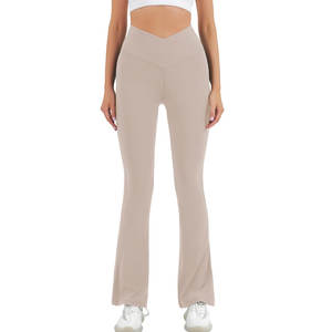 Pantalon évasé taille haute pour femmes Offre Spéciale pantalon de Yoga de sport Slim Fitness couleur unie pantalon évasé de Yoga à jambes larges - Product Image 1