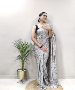 Sari soie Georgette soie prêt à porter indien fête mariage porter des vêtements pour femmes traditionnel broderie travail Banarasi Khadi - Product Image 4