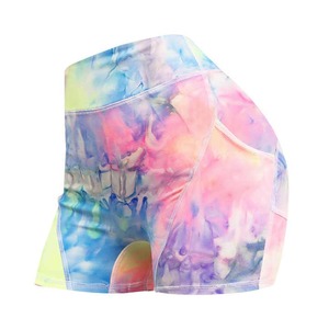 Último verano ocio Tie-Dye mujeres Yoga deportes pantalones cortos Biker Shorts logotipo personalizado botín gimnasio pantalones cortos para mujer - Product Image 3