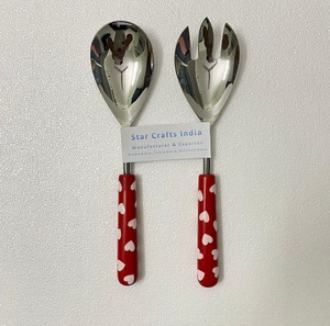 Ensemble de service à salade royal en acier inoxydable avec poignée en résine blanche poignée faite main de conception décontractée pour restaurant - Product Image 4