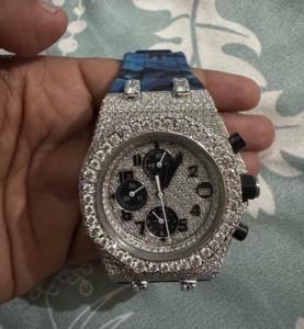 Custom Lab Diamond Automatic Ap <b>Watch</b> With Rubber Strap Stainless Steel 2 Tone 18K Gold Hip Hop Style AP VVS Moissanite <b>Watches</b> - Product Image 4