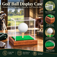 Support de présentation de balles de golf en acrylique transparent avec base en bois et support pour tee de golf, idéal pour la gravure laser, cadeau pour les amateurs de golf