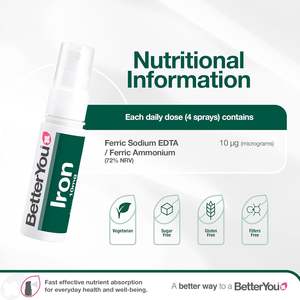 BetterYou Daily Iron 10MG Spray Oral 25ML Complément Alimentaire Quotidien Pratique - Product Image 3