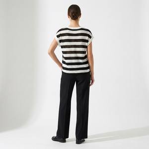 Maglietta Casual Sottile con Collo a O, Traspirante, Manica Corta, Stile Marinaio, 25% Lino 20% Lyocell - Product Image 2