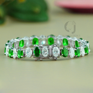 Elegant 14KT White Gold Finish Oval Lab Diamond CZ <b>Bracelet</b> 8.92 Carat VVS1 G Color IGI Certified Sparkly Tennis Chain Jewelry - Product Image 3