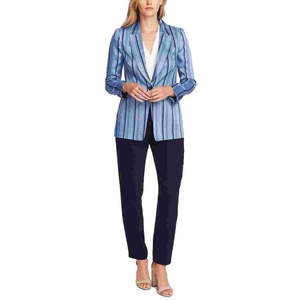 Blazer da donna a un bottone di Vince Camuto, stampa ricamata a righe, blu, taglia 10 - Product Image 1