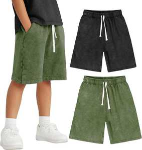 กางเกงขาสั้นผู้ชายสไตล์วินเทจฟอกสีแบบซันเฟด กางเกงขาสั้นฟอกสีแบบแอซิดวอช ผ้าฝ้าย 100% เฟรนช์เทอร์รี่ฟลีซ กางเกงขาสั้นสไตล์ไฮสตรีทสำหรับผู้ชาย - Product Image 5