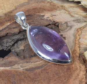 Pendentif en argent sterling 925 avec améthyste, fait à la main, pierre de naissance de février, bijoux en pierres précieuses naturelles, collier, cadeaux pour femmes - Product Image 2