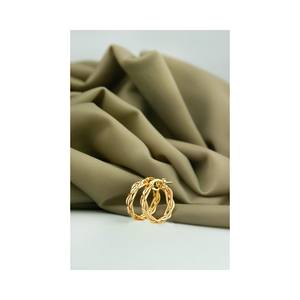 Pendientes de Aro Estilo Trenzado de Alta Calidad al por Mayor, Amarillos, Tres Tubos, 15 mm, Chapados en Oro de 18K, Plata de Ley 925 - Product Image 4