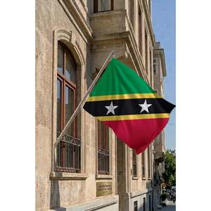 Ensemble de mât de drapeau télescopique mural Saint Kitts et Nevis avec accessoires de présentation - Product Image 2