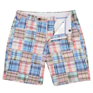 Shorts de mezclilla para mujer con patchwork, dobladillo sin rematar, corte holgado y relajado, elásticos, en stock, personalizables - Product Image 1