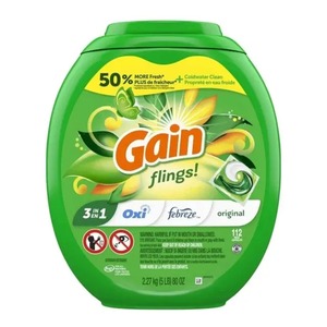 Gain Flings Détergent à lessive Savon Pacs HE Compatible 112 Ct Parfum longue durée Parfum original - Product Image 2