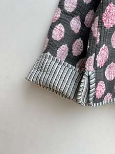 Veste matelassée réversible décontractée pour femmes, imprimé bloc à la main indien, motif floral, vêtements d'extérieur en jersey de coton respirant, boutons pour - Product Image 4