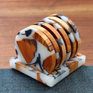 Sous-verre de luxe en bois et résine écologique, design inspiré des géodes, diamètre et forme personnalisés, artisanat unique fait main Saniya - Product Image 3