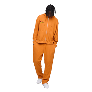 Ensemble survêtement unisexe pour homme, coupe ajustée, 100% coton, décontracté, uni, brodé, sweat à capuche zippé et pantalon de jogging - Product Image 1