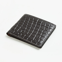 Dompet Lipat Dua Kulit Asli Pria Minimalis Crazy Horse Fashion, Perlindungan RFID, Lapisan Satin Pendek, Merek CROSS FAB Polos