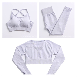 Conjuntos Deportivos Súper Geniales para Mujer, Ropa de Gimnasio, Ropa Deportiva Activa, Conjuntos de 3 Piezas con Sujetador Deportivo, Leggings hasta el Tobillo y Pantalones Cortos - Product Image 4