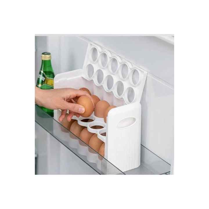 Compartmented Egg Box Organizer 30 Compartment Egg Holder | Collapsible Egg Rack 3 Tiers