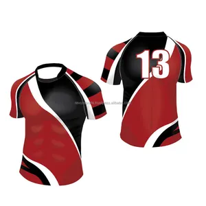 Youth Maroon and Black Rugby Jersey Short Sleeve Pro Quality and cool design Rugby Jerseys Quick Dry Rugby Jersey wholesale