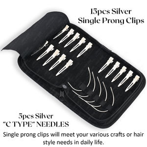 Professionnel 5 pièces outils d'extension de cheveux en acier inoxydable Clips de sectionnement enduit d'aiguille Sier couleur Premium Bla cheveux cheveux humains - Product Image 5