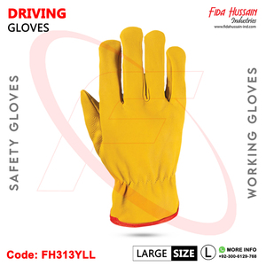 Gants de conducteur jaune de haute qualité Keystone Thumb Styled avec doublure en polaire Gants en cuir de travail industriel avec une adhérence maximale - Product Image 5