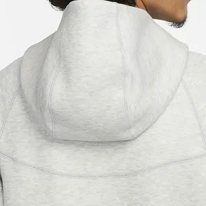 Men's Gray Hooded Zip-Up Sweatshirt Regular Fit Solid <b>Colour</b> Casual Fleece Jacket With Side Pockets Autumn Wear 2027 - Product Image 4