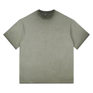 Camiseta de tela de algodón 300 de peso pesado 100% Gsm, camisetas personalizadas con lavado ácido y sol desteñido con hombros caídos, camisetas de gran tamaño para hombres - Product Image 4