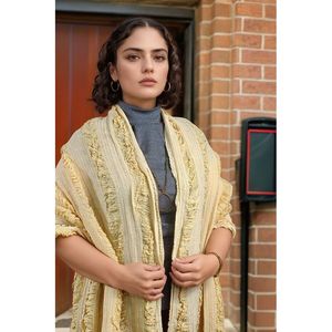 Châle en soie Odemis 100% tissé à la main, luxe, 75x200cm, style ethnique froissé, écharpe turque pour femme - Product Image 2