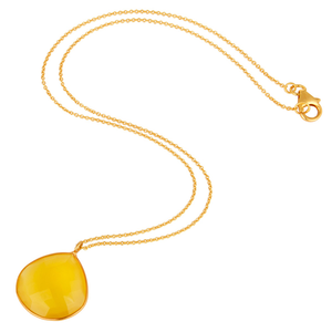 Collar de piedras preciosas de Calcedonia amarilla para mujer, collar con colgante de cadena chapado en oro y plata, proveedor de joyería, Colección delicada - Product Image 4