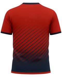 T-shirt personnalisé pour homme, col en V, imprimé dégradé, polyester, rouge marine, vêtements de sport, respirant, séchage rapide, logo personnalisé, fabricant en gros - Product Image 2