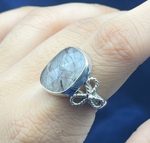 แหวนควอตซ์รูไทล์สีดํา, แหวนเงินแท้ 925, แหวนเงินแฮนด์เมดสําหรับของขวัญผู้หญิงสําหรับเธอ - Product Image 3