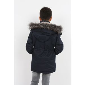 Giacca cappotto in tessuto Oxford con cappuccio blu Navy da ragazzo