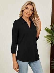 Chemises décontractées pour femmes - Anti-rides, respirantes, écologiques, séchage rapide, polaire, élasthanne/coton, unies, teintes, BD - Product Image 5