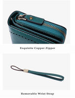 Dompet kulit PU wanita saku ritsleting kapasitas besar perjalanan Vintage desainer Logo lapisan katun dompet wanita buatan tangan