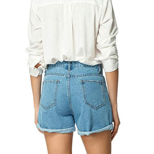 Pantalones cortos de mezclilla informales para hombre y mujer de alta calidad, ropa deportiva de entrenamiento de secado rápido, pantalones cortos de mezclilla con cordón en la cintura para mujer - Product Image 2