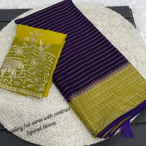 Ropa DE BODA atractiva de alta calidad Faux Georgette Saree con bordado Butta y borde de encaje Hermoso color verde claro - Product Image 1