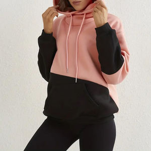 Jersey de algodón puro de ajuste Regular para mujer, sudadera con cordón, ropa de mujer 2025, Sudadera con capucha Colorblock de lana orgánica para mujer, personalizada - Product Image 3