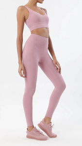 Conjunto de entrenamiento para mujer, mallas fruncidas de cintura alta, Sujetador deportivo de apoyo, ropa deportiva suave y transpirable para Yoga, correr de talla grande - Product Image 5