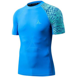 เสื้อยืดออกกำลังกายผู้ชายแขนสั้นรุ่นใหม่ปี 2025 ผ้ารัดกล้ามเนื้อ สีพื้น ผลิตจากผ้าสแปนเด็กซ์/โพลีเอสเตอร์ ระบายอากาศได้ดี เป็นมิตรกับสิ่งแวดล้อม ปรับแต่งได้ - Product Image 1